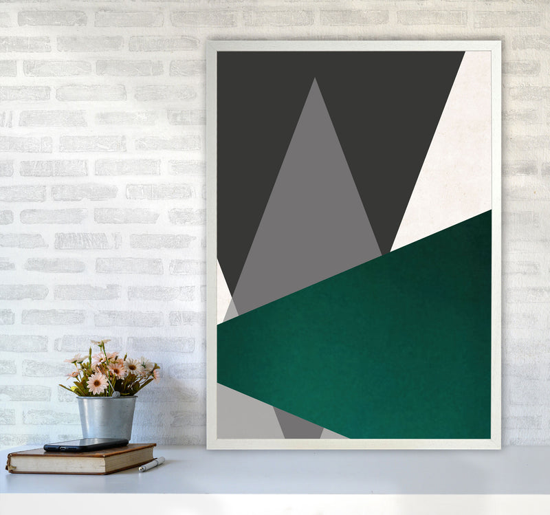 Large triangles emerald Art Print by Pixy Paper A1 Oak Frame