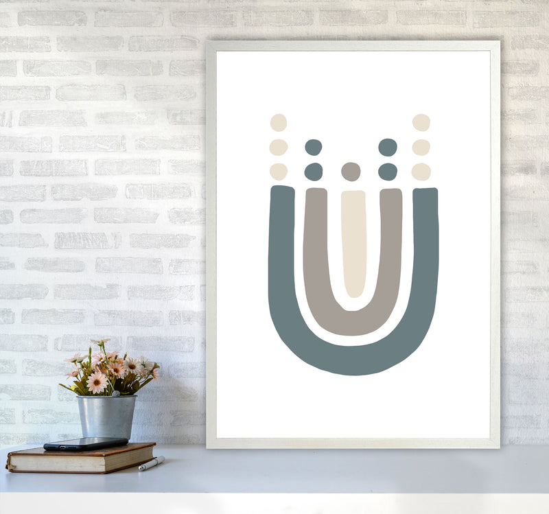 Inspired Upside Down Natural Rainbow White Art Print by Pixy Paper A1 Oak Frame