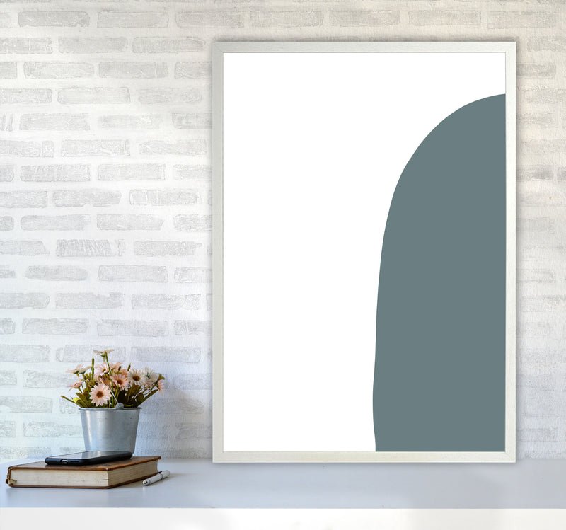 Inspired Teal Half Stone Right Art Print by Pixy Paper A1 Oak Frame