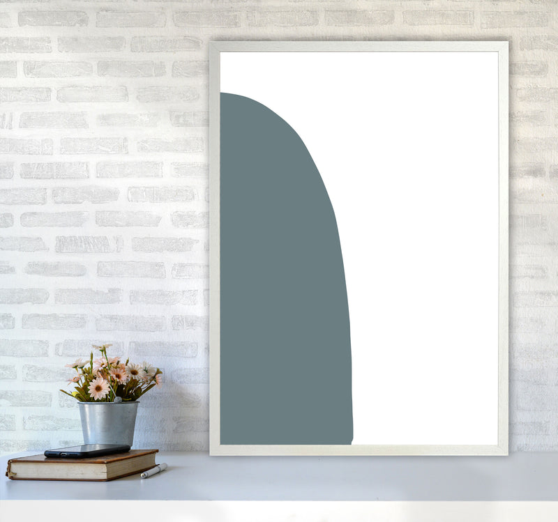 Inspired Teal Half Stone Left Art Print by Pixy Paper A1 Oak Frame