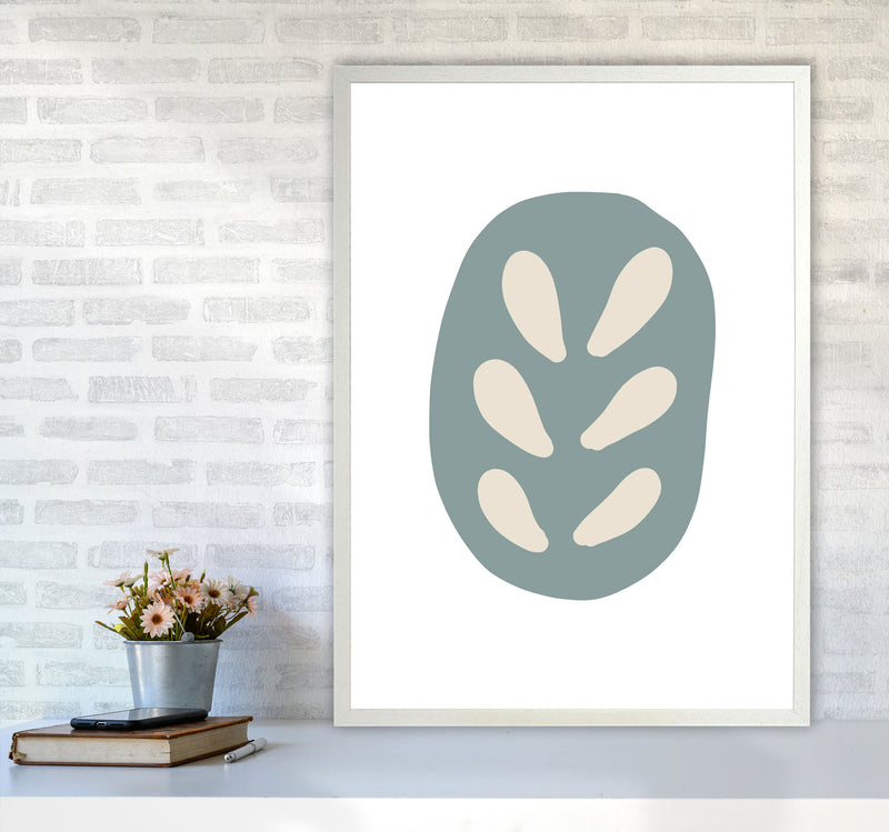 Inspired Teal Floral Abstract Art Print by Pixy Paper A1 Oak Frame