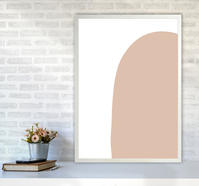 Inspired Pink Abstract Shape Art Print by Pixy Paper A1 Oak Frame