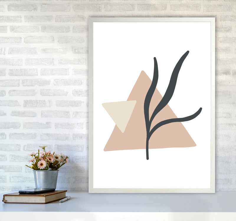Inspired Pink Triangle Abstract Art Print by Pixy Paper A1 Oak Frame