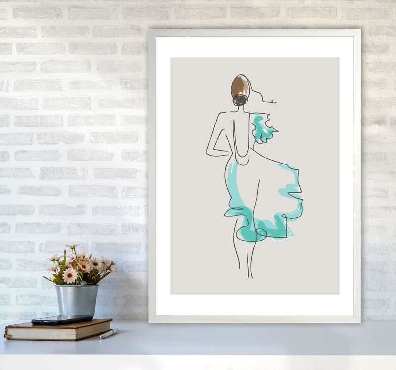 Inspired Stone Woman in Dress Line Art Art Print by Pixy Paper A1 Oak Frame