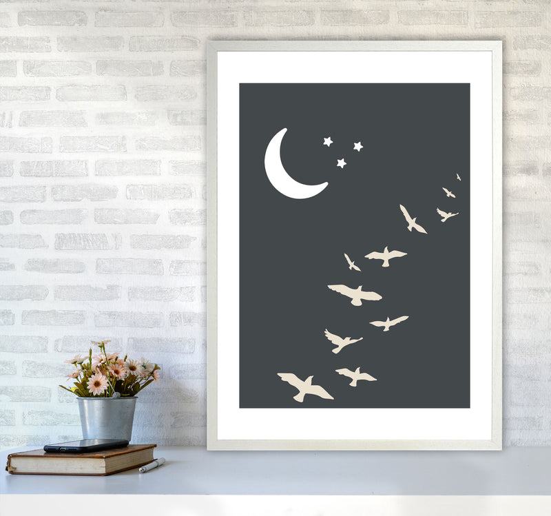 Inspired Off Black Night Sky Art Print by Pixy Paper A1 Oak Frame