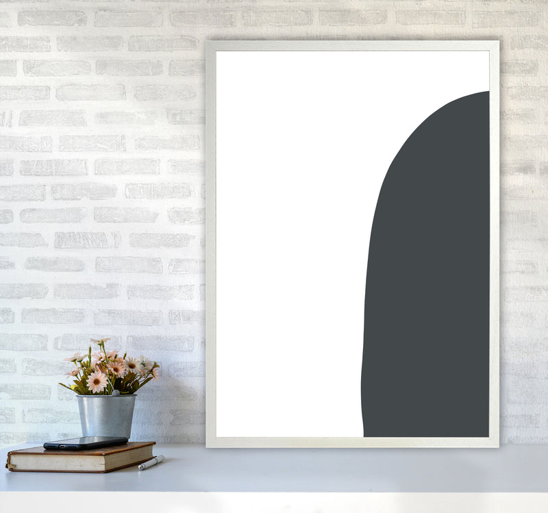 Inspired Off Black Half Stone Right Art Print by Pixy Paper A1 Oak Frame