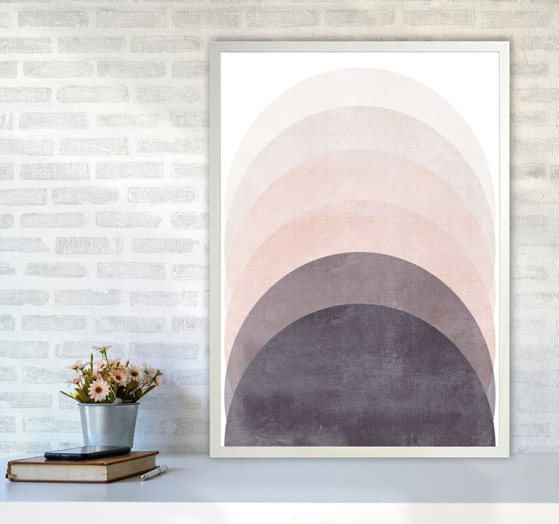 Gradient Sun rising cotton pink Art Print by Pixy Paper A1 Oak Frame