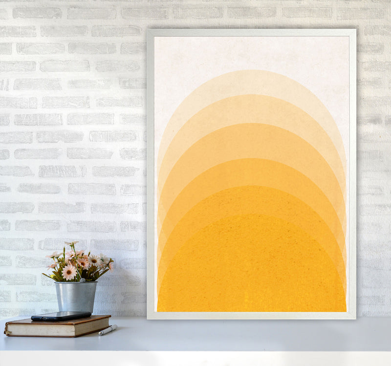 Gradient Sun rising mustard Art Print by Pixy Paper A1 Oak Frame