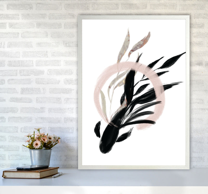 Delicate Floral Fish 02 Art Print by Pixy Paper A1 Oak Frame