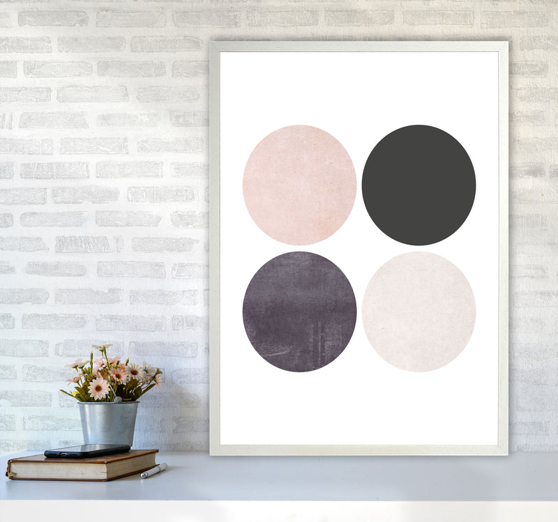 Circles pink cotton Art Print by Pixy Paper A1 Oak Frame