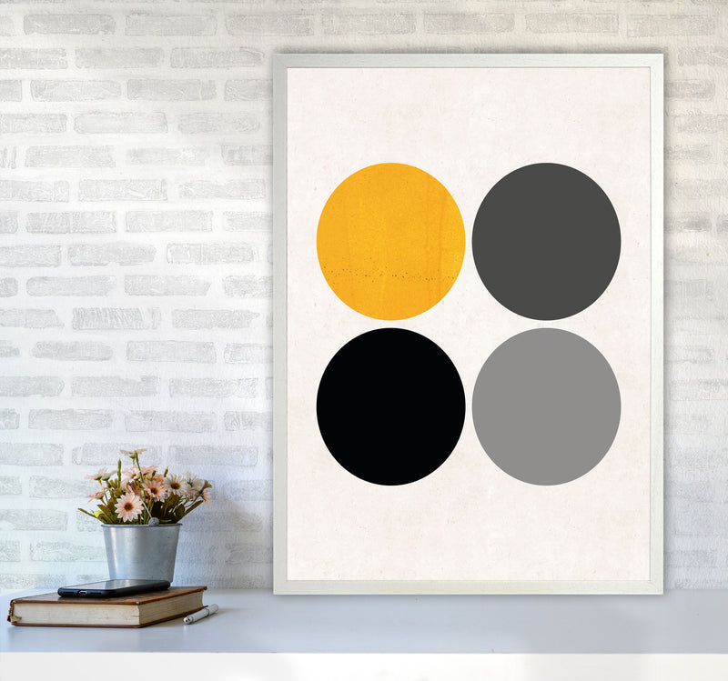 Circles Mustard Art Print by Pixy Paper A1 Oak Frame