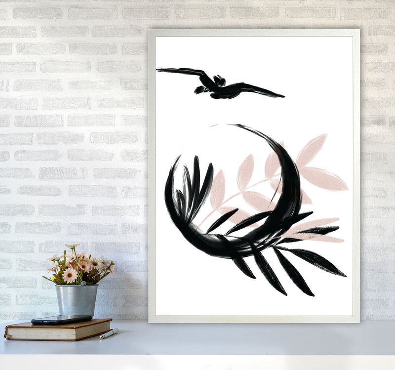Delicate Floral Moon 08 Art Print by Pixy Paper A1 Oak Frame