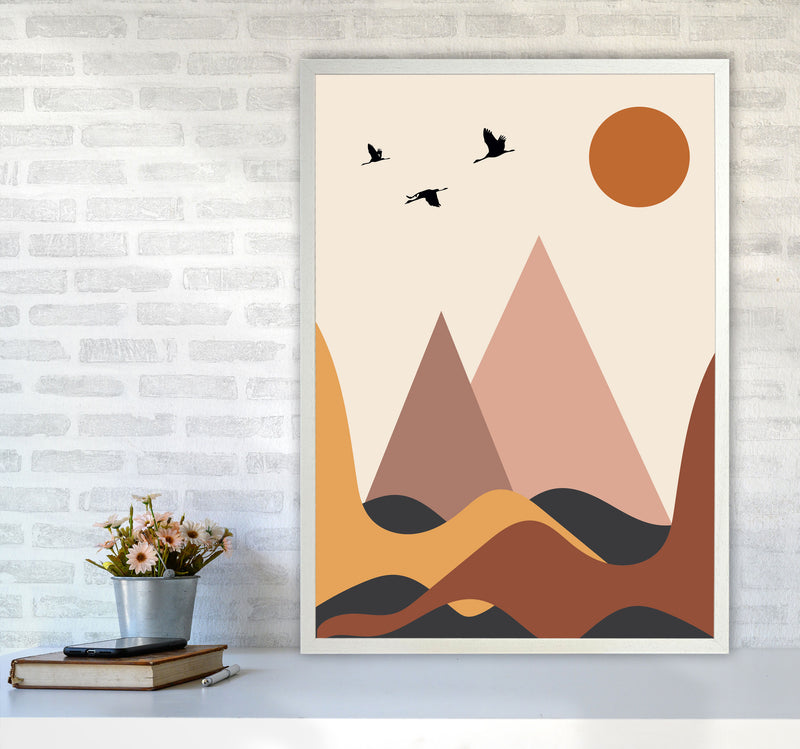 Autumn Mountains abstract Art Print by Pixy Paper A1 Oak Frame