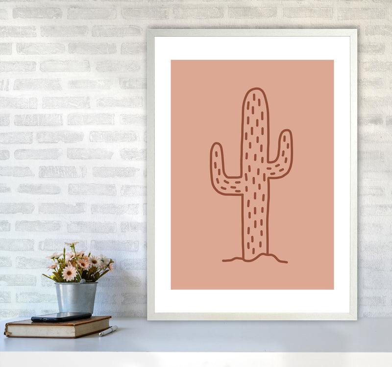 Autumn Warm Cactus abstract Art Print by Pixy Paper A1 Oak Frame