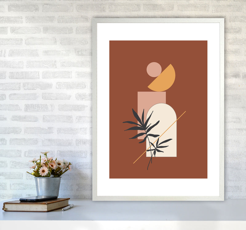 Autumn Fern abstract Art Print by Pixy Paper A1 Oak Frame