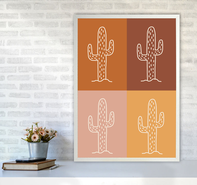 Autumn Cactus Mix abstract Art Print by Pixy Paper A1 Oak Frame