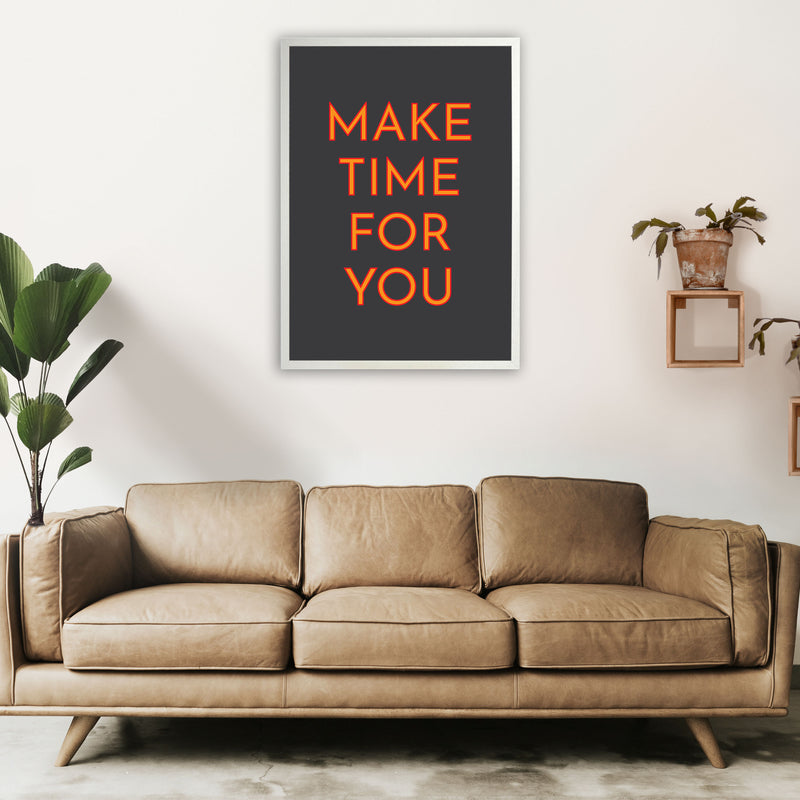 Make Time For You Neon Art Print by Pixy Paper A1 Oak Frame