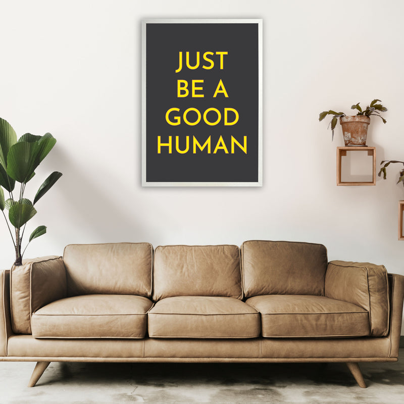 Just Be A Good Human Neon Art Print by Pixy Paper A1 Oak Frame
