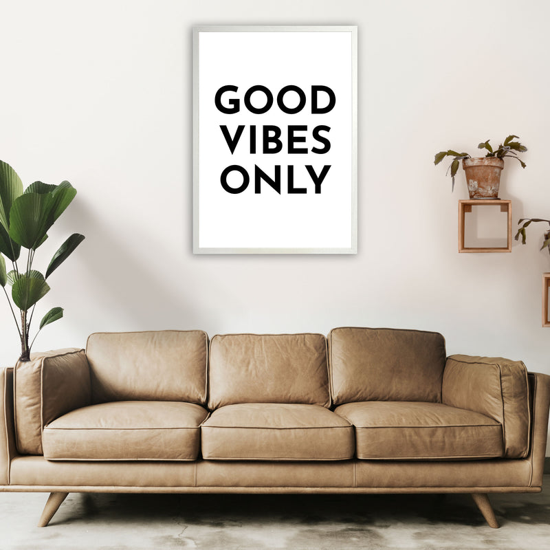 Good Vibes Only Typography Art Print by Pixy Paper A1 Oak Frame