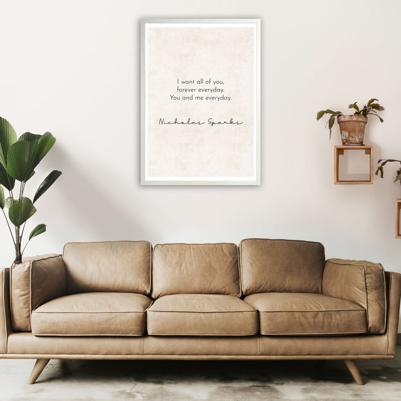 You and Me - Nicholas Sparks Art Print by Pixy Paper A1 Oak Frame