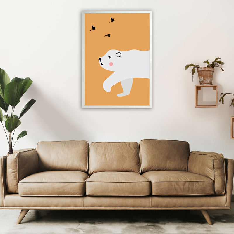 Polar bear Neutral kids Art Print by Pixy Paper A1 Oak Frame