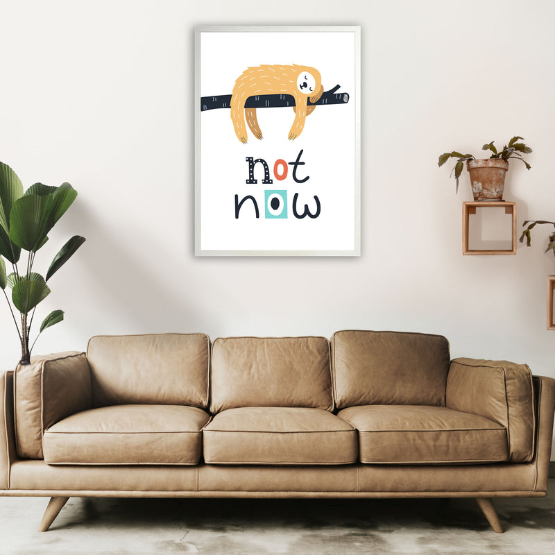 Not now sloth Art Print by Pixy Paper A1 Oak Frame