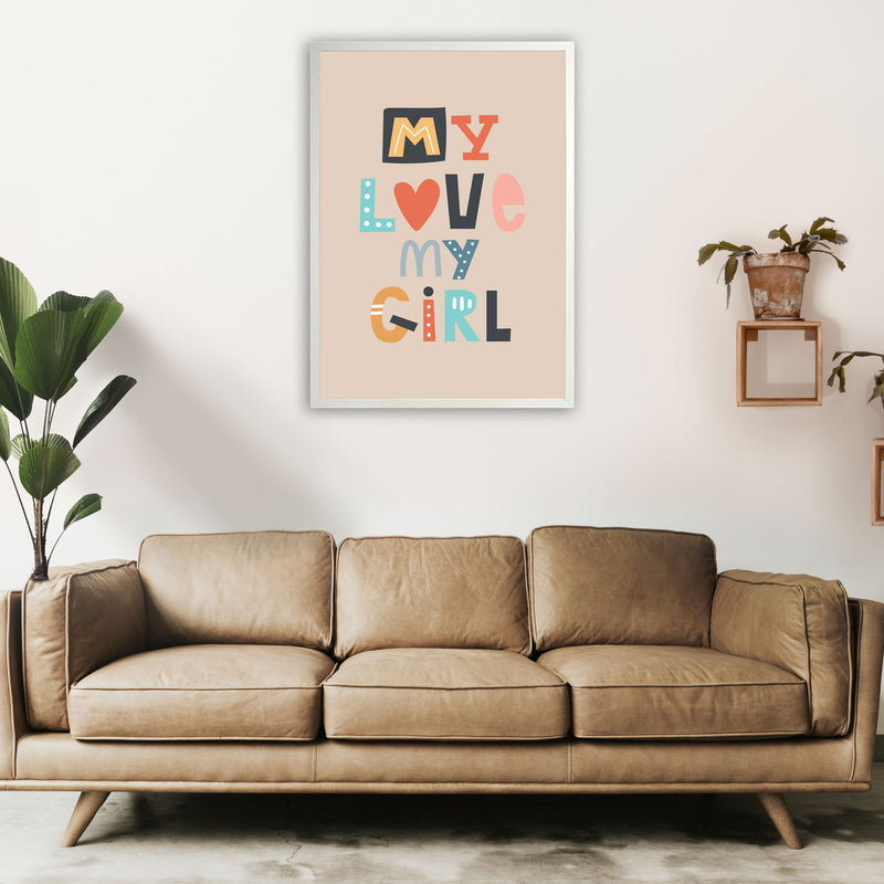 My love my girl Neutral kids Art Print by Pixy Paper A1 Oak Frame