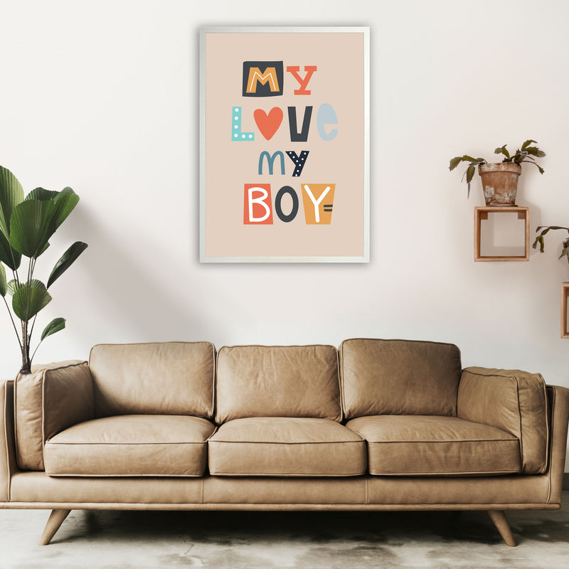 My love my boy Neutral kids Art Print by Pixy Paper A1 Oak Frame