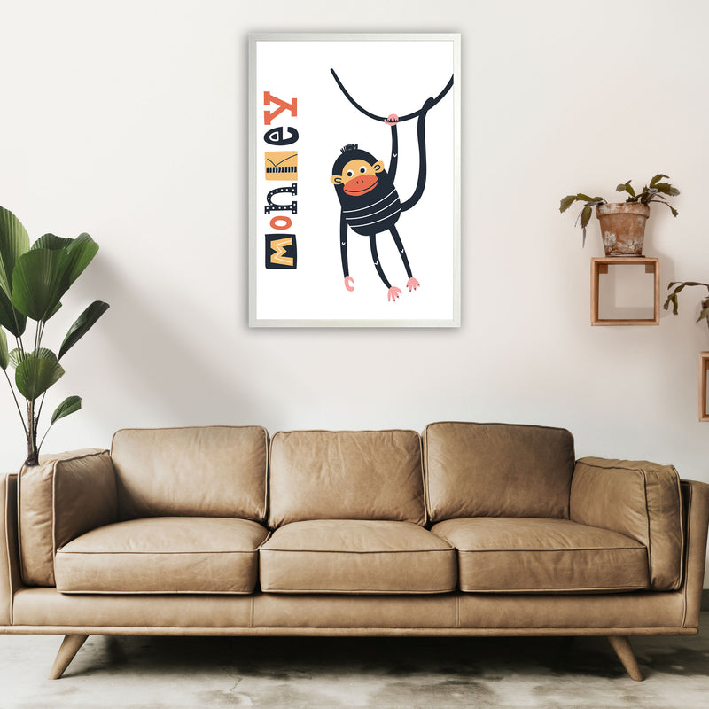 Monkey Art Print by Pixy Paper A1 Oak Frame