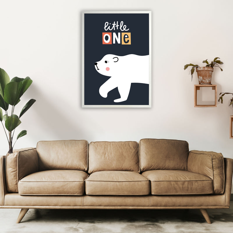 Little one polar bear Art Print by Pixy Paper A1 Oak Frame