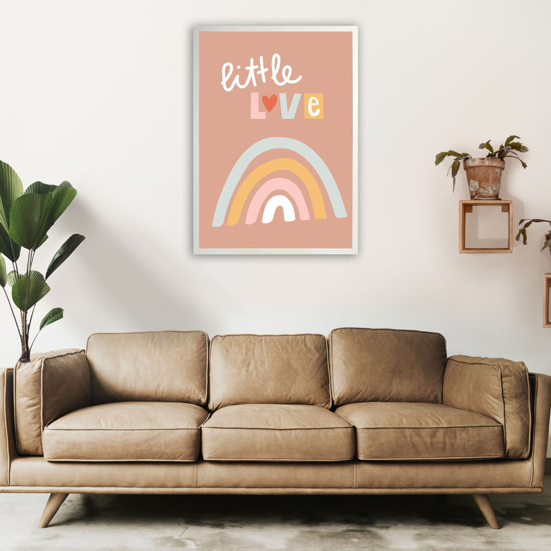 Little love rainbow Neutral kids Art Print by Pixy Paper A1 Oak Frame
