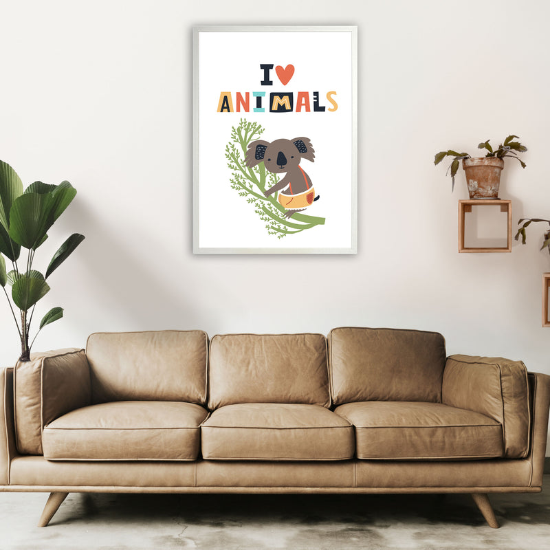 I love animals koala Art Print by Pixy Paper A1 Oak Frame