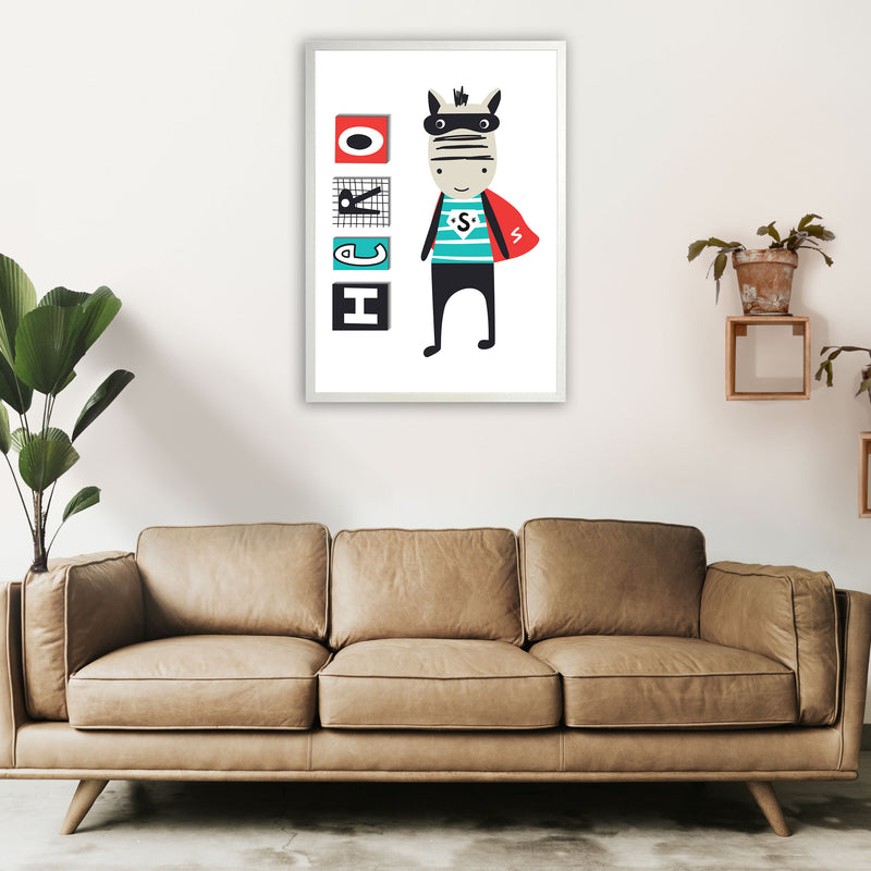 Hero zebra animal Art Print by Pixy Paper A1 Oak Frame