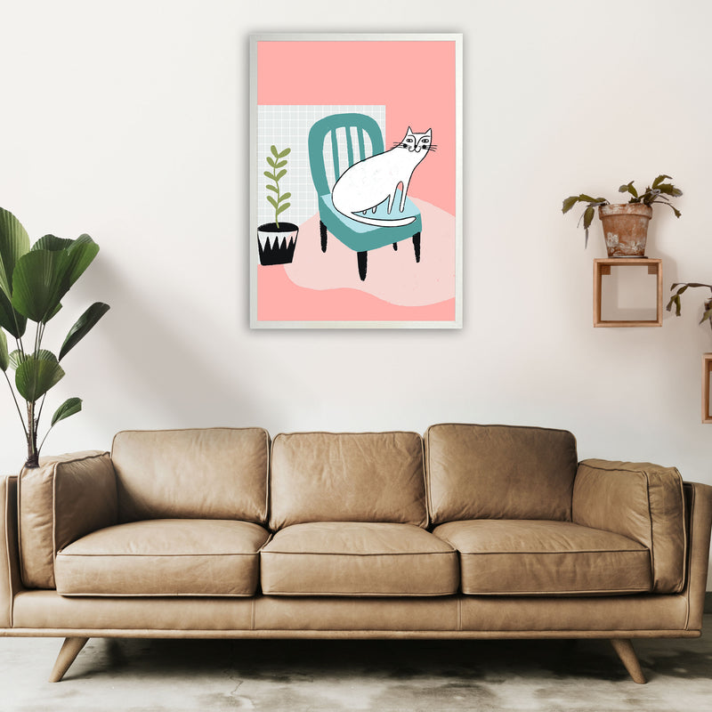 The Cat's Chair Art Print by Pixy Paper A1 Oak Frame