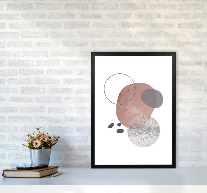 Peach, Sand And Glass Abstract Shapes Modern Print A2 White Frame