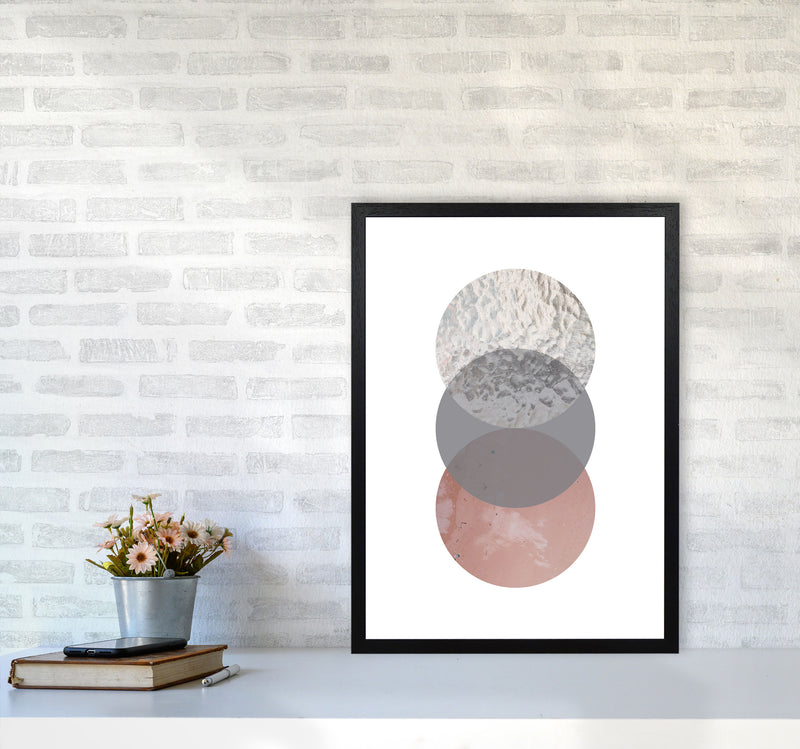 Peach, Sand And Glass Abstract Circles Modern Print A2 White Frame