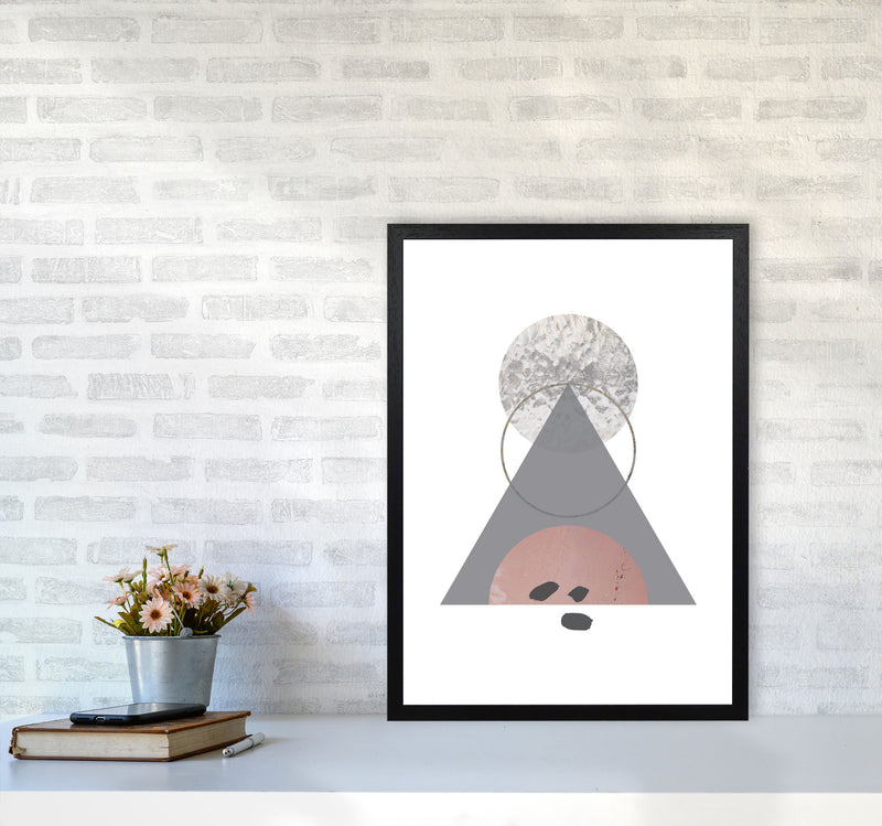 Peach, Sand And Glass Abstract Triangle Modern Print A2 White Frame