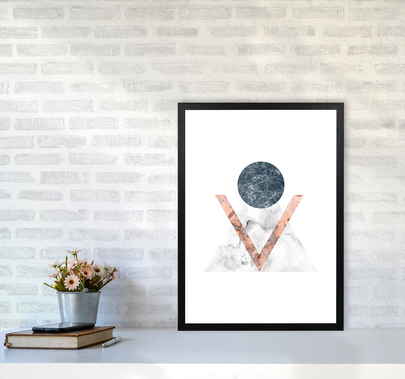Marble Triangle Abstract Modern Print A2 White Frame