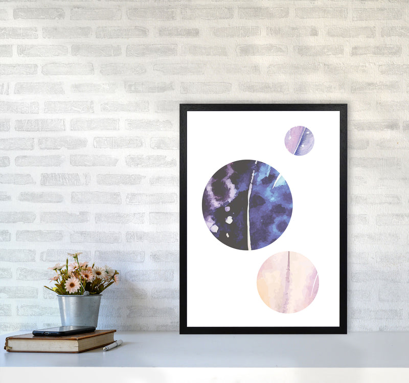 Pink And Purple Watercolour Planets Abstract Modern Print A2 White Frame