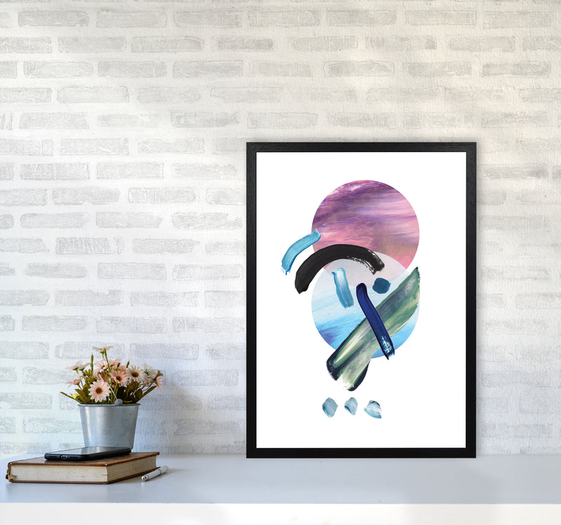 Purple And Blue Mixed Watercolour Abstract Modern Print A2 White Frame