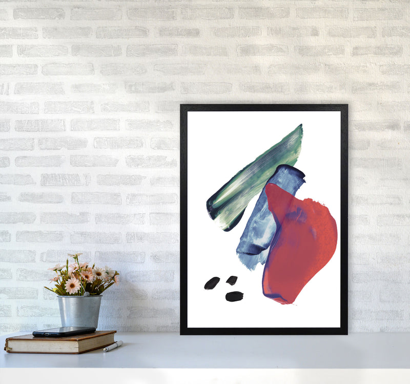 Red And Blue Mixed Watercolour Abstract Modern Print A2 White Frame