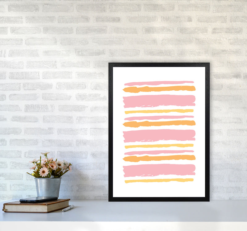 Pink Contrast Abstract Stripes Modern Print A2 White Frame