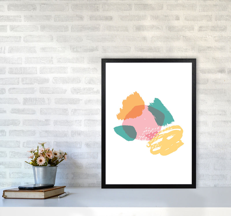 Pink And Teal Mismatch Abstract Modern Print A2 White Frame