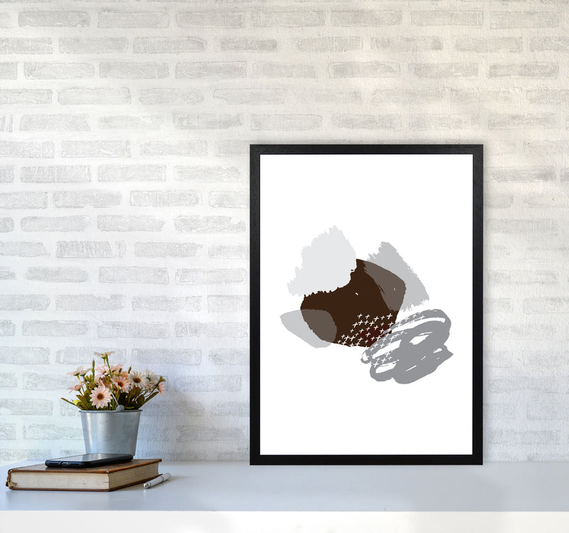 Grey And Black Mismatch Abstract Modern Print A2 White Frame