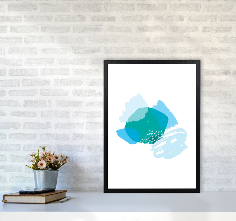 Blue And Teal Mismatch Abstract Modern Print A2 White Frame