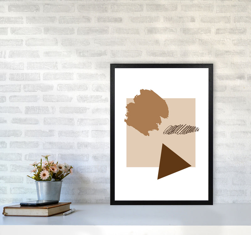 Taupe Square Mismatch Abstract Modern Print A2 White Frame