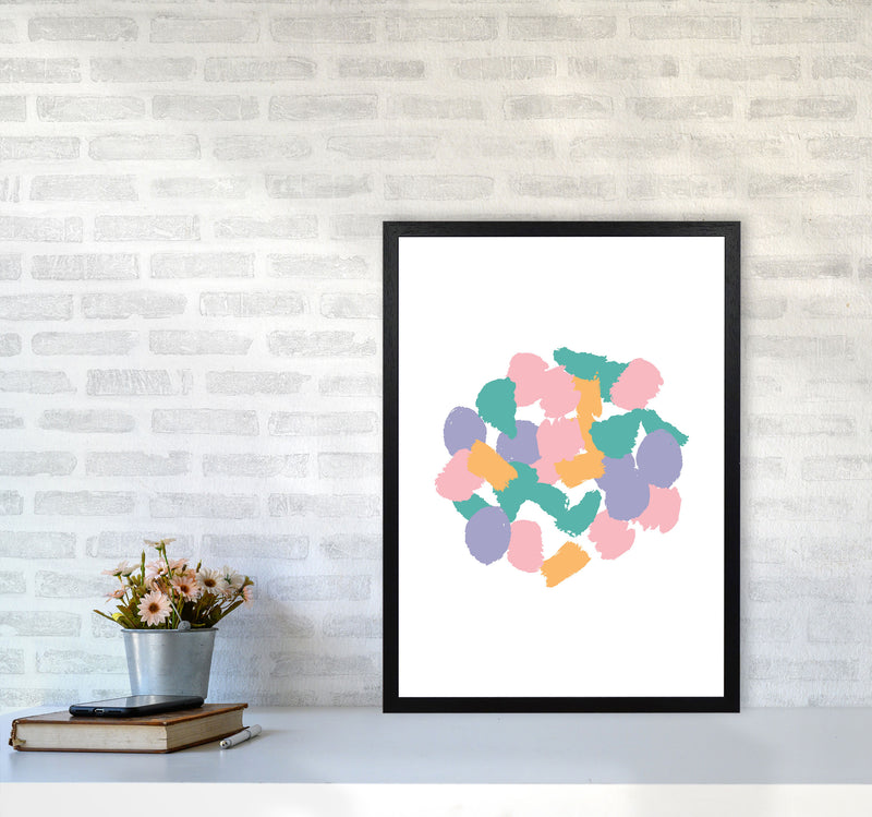 Pink Abstract Paint Splodge Modern Print A2 White Frame