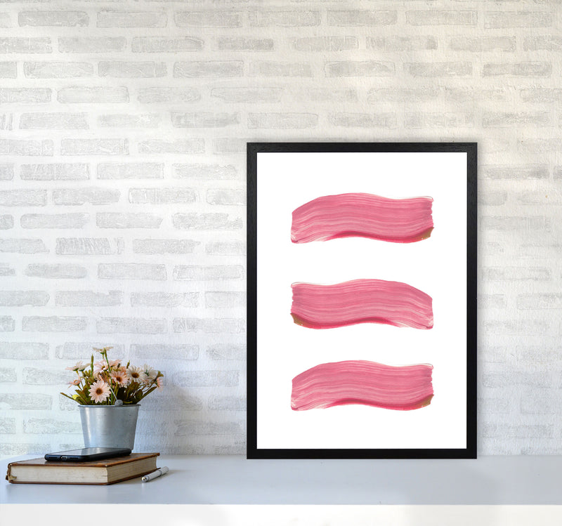 Light Pink Abstract Paint Strokes Modern Print A2 White Frame