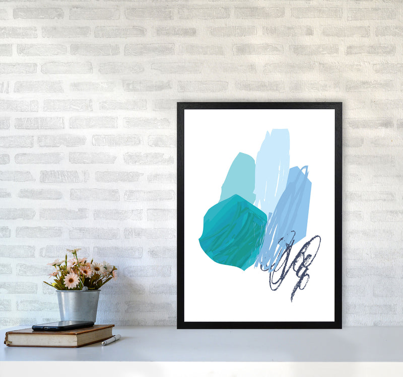 Blue Abstract Palette Drawings Modern Print A2 White Frame