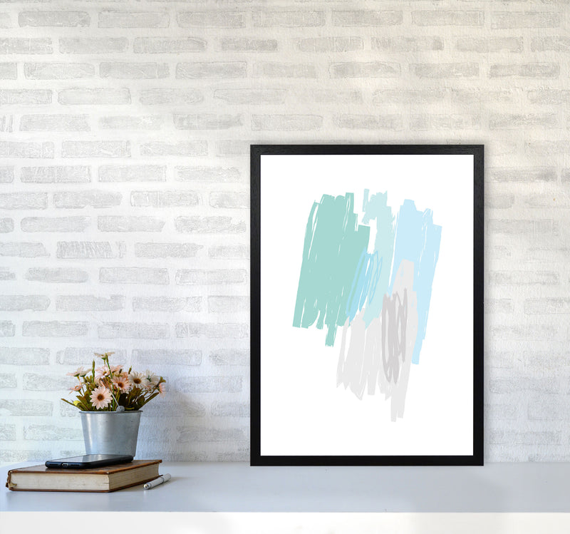 Mint Scribbles Abstract Drawings Modern Print A2 White Frame